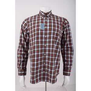 Castaway Nantucket Island Mens Oxford Shirt Size S White Red Green Plaid NWT